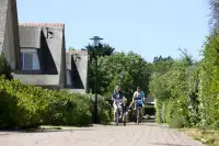 Mensen fietsen over het park